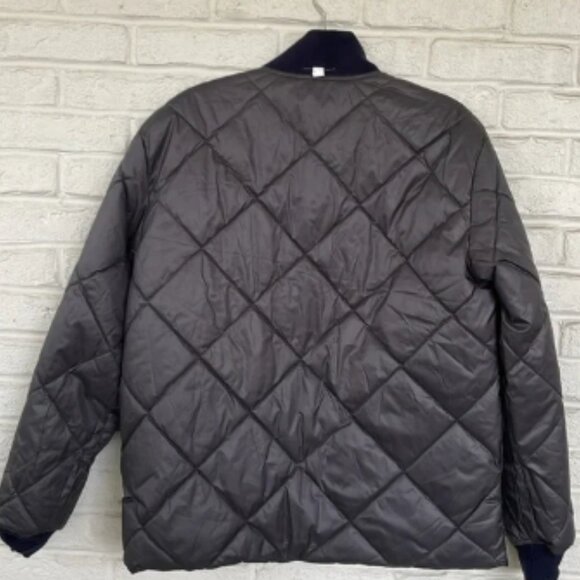 NWT Banana Republic Quilted Reversible Blue/Grey Metallic Jacket - Picture 2 of 7